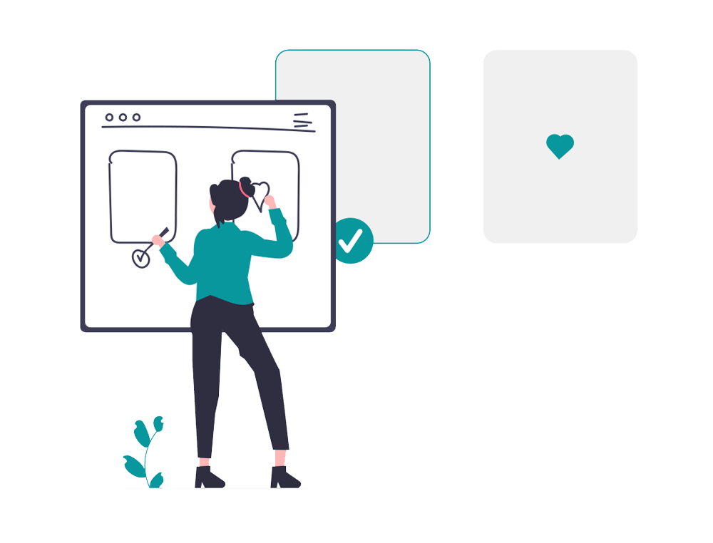 Illustration of girl and web devices
