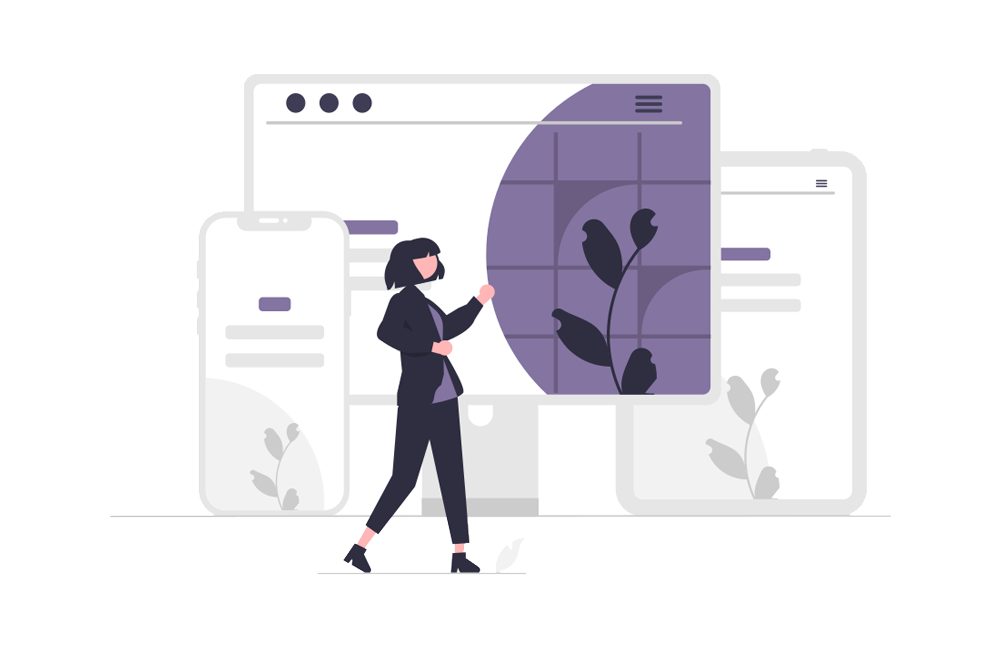 Illustration of girl and web devices